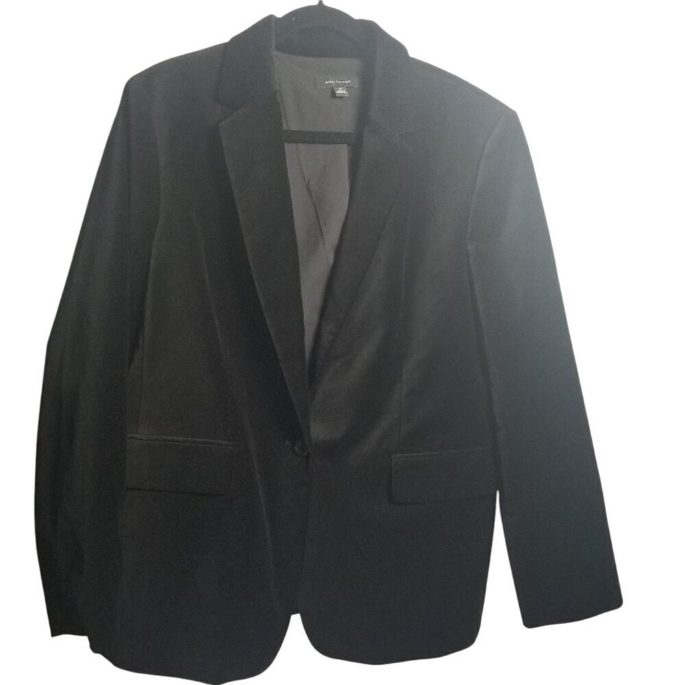 NWOT Ann Taylor Women's Black Velvet Career Professional Office Blazer Sz 18
